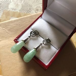 Jade Good Luck Dangle Earrings Sterling silver